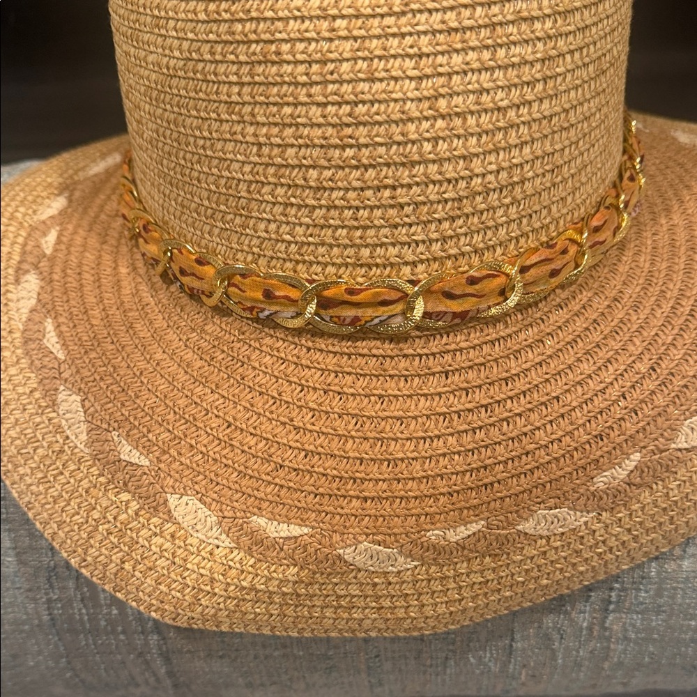 Straw Hat with Scarf Braided Band - Picture 2 of 4